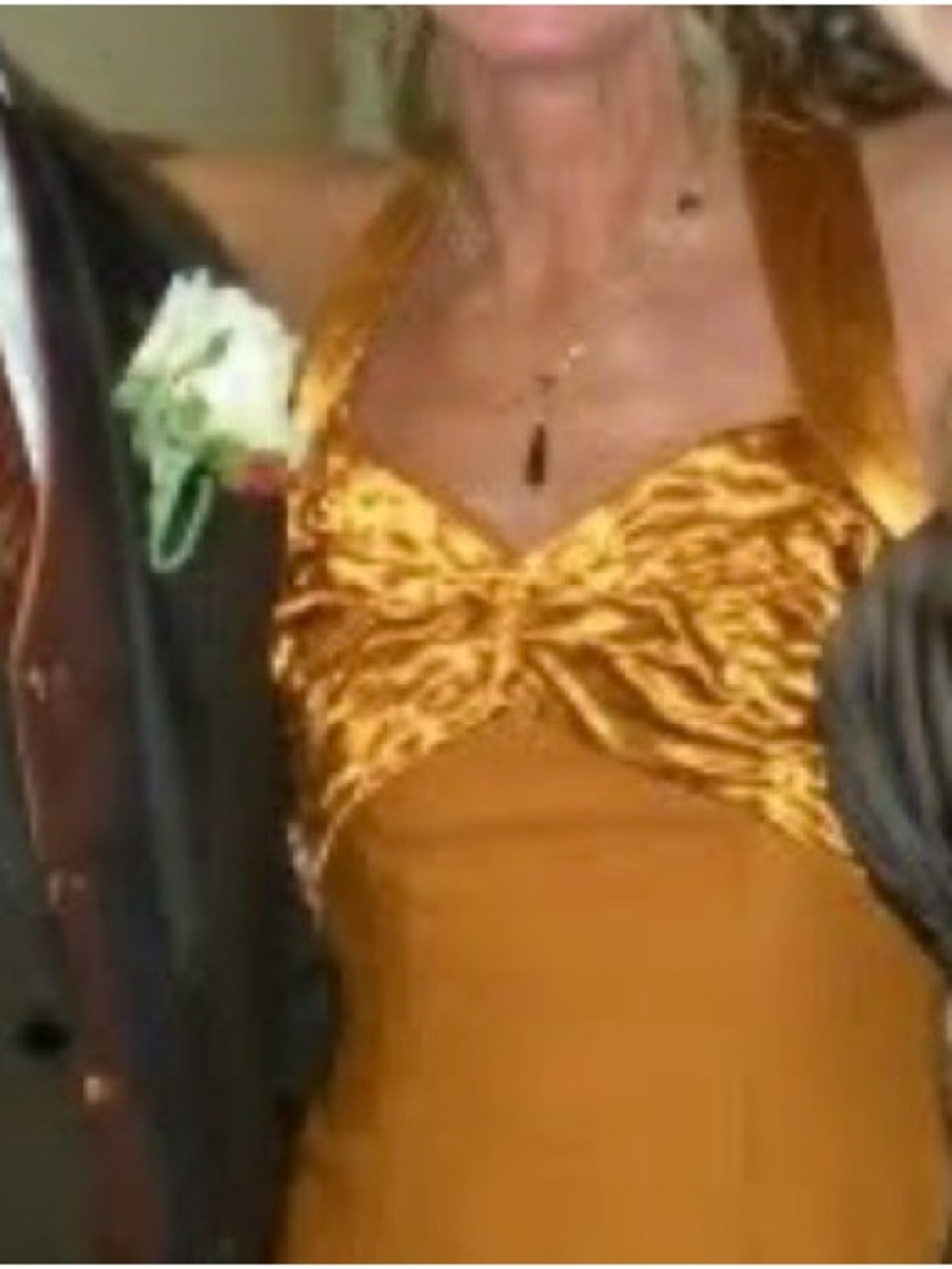 Custom made Vintage Burnt Orange Halter Formal Gown.